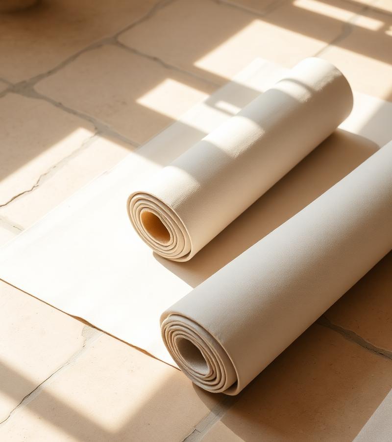 Rolled linen yoga mats